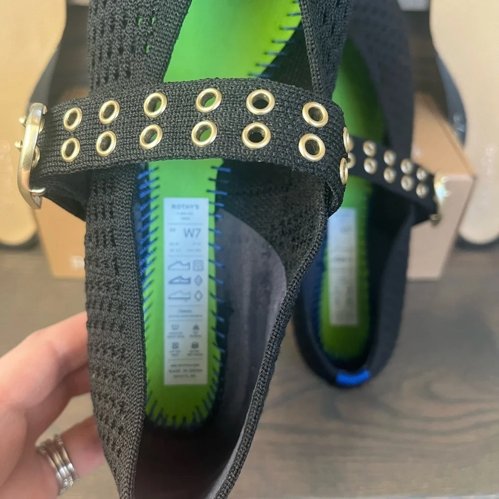 Rothy's Max Buckle Mary Jane flat in Black Mesh Size 7 - Like New! - Picture 8 of 14